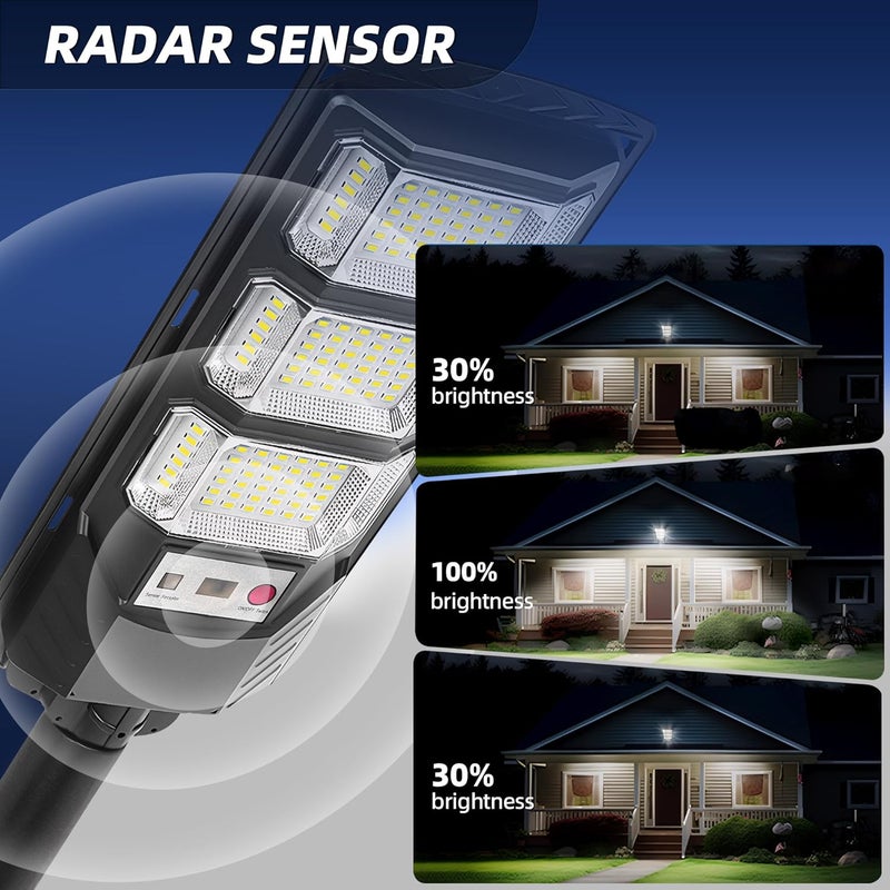 FOWSEEK Solar Street Lights Outdoor 2 Pack, 6500K Solar Lights Outdoor Waterproof with Motion Sensor, Lamparas Luces Solares para Exteriores Dusk to Dawn Commercial Lighting for Yard Path - Image 3